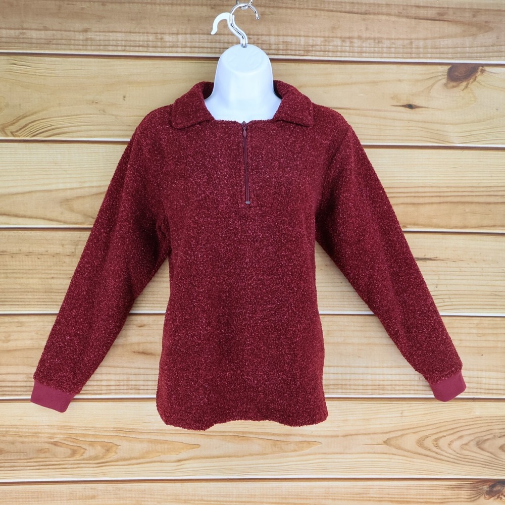 I Active 1/4 Zip Jacket Womens Size PL Red Heathered 100% Polyester Soft
